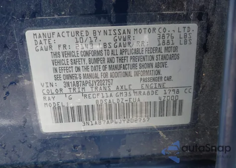 2018 Nissan Sentra Sv from USA, damaged, VIN 3N1AB7AP6JY202757